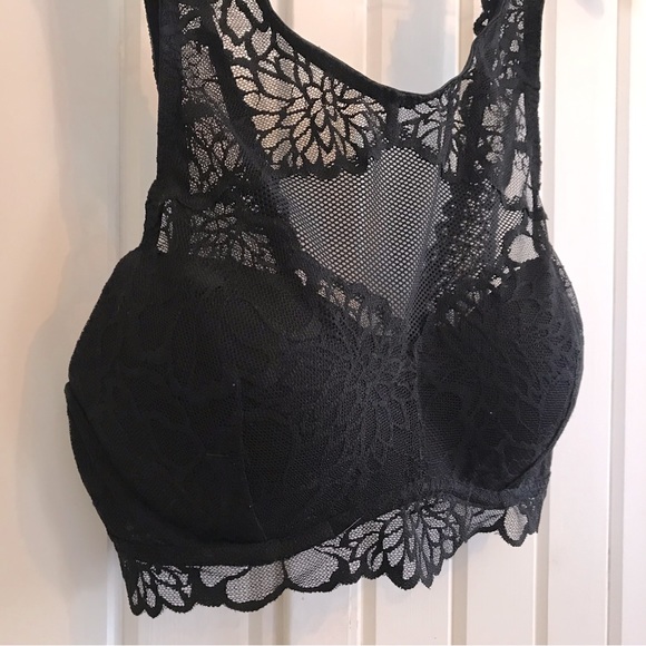 Victoria’s Secret PINK Black Lace Padded Bralette - Size Small - Picture 2 of 7